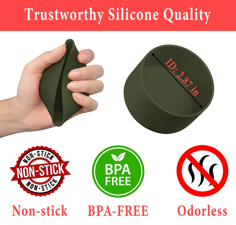 KTKUDY 2Pcs Silicone Boot for Stanley Quencher Tumbler H2.0 30 oz 40 oz & IceFlow 20 oz 30 oz & Intended for Hydro Flask Water Bottle 12-24 oz - Cup Bottom Accessories Fits Stanley Cup, Olive Green - Image 5