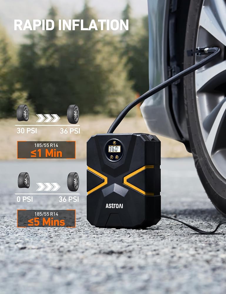AstroAI Tire Inflator Air Compressor 12V DC Digital Car Air pump 150 PSI Preset Tyre Pressure & Auto Shutoff, Electric Tyre Inflator for Car Tyres, Bicycles, Other Inflatables - Image 3