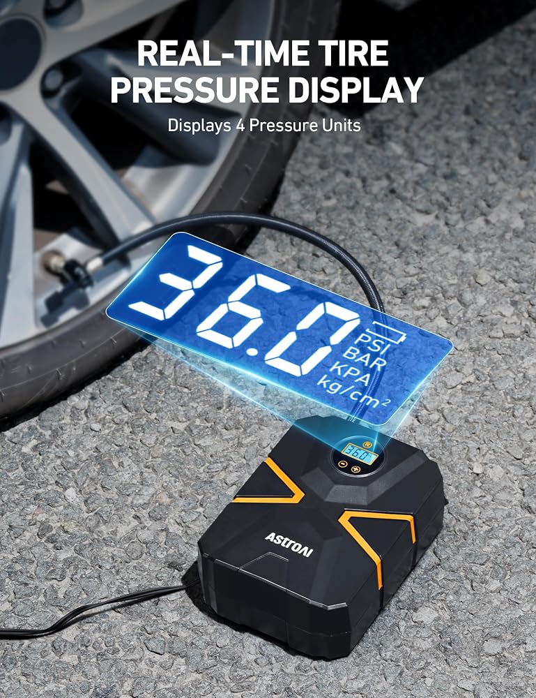 AstroAI Tire Inflator Air Compressor 12V DC Digital Car Air pump 150 PSI Preset Tyre Pressure & Auto Shutoff, Electric Tyre Inflator for Car Tyres, Bicycles, Other Inflatables - Image 2