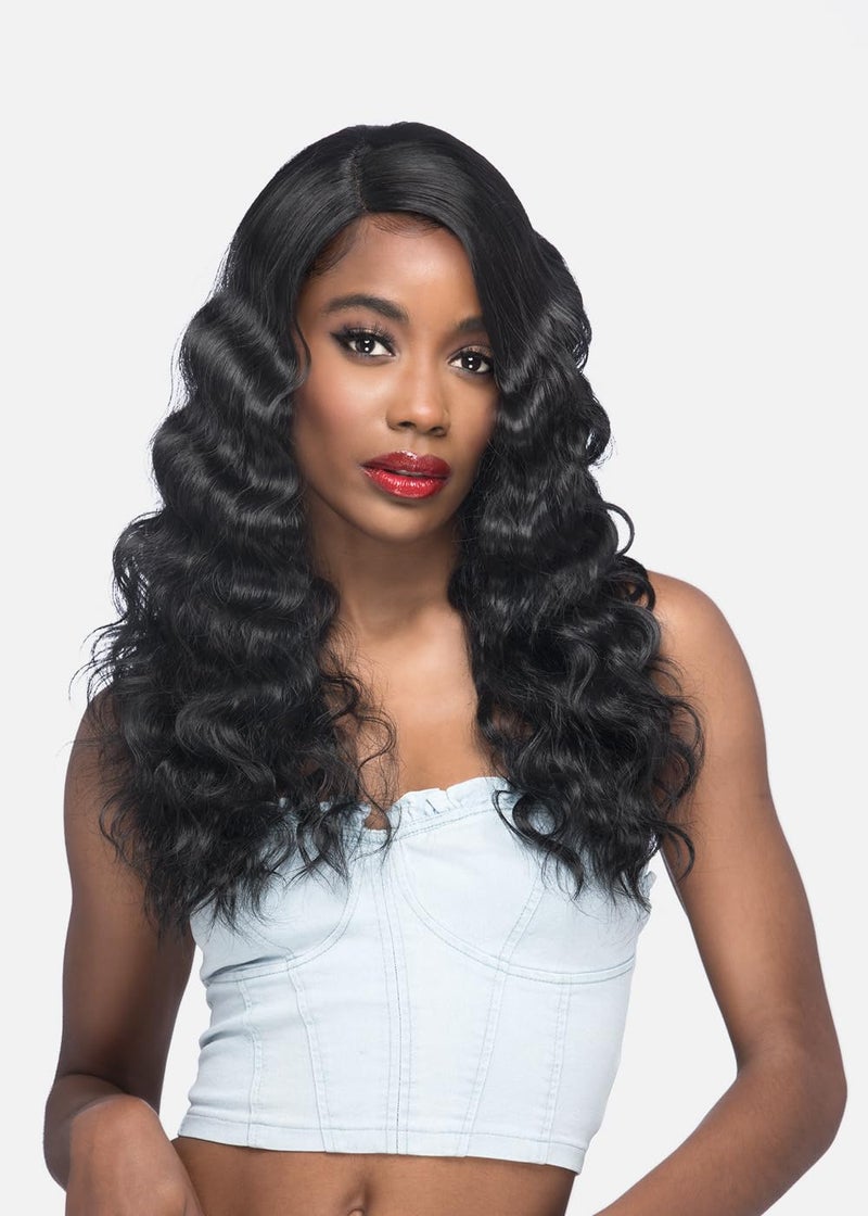 VIVICA A. FOX Vivica A Fox ALESSIA SYNTHETIC HAIR Natural Baby Lace Wig Color TT1B2216 Off Black Top and Light Brown with Platinum Blonde Mixed Bottom 