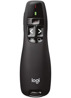 Logitech R400 Wireless Presentation Remote 2.4 Ghz Usb Receiver Red Laser Pointer 15 Meter Operating Range 6 Buttons Intuitive Slideshow Control Battery Indicator Pc Black  - Image 1