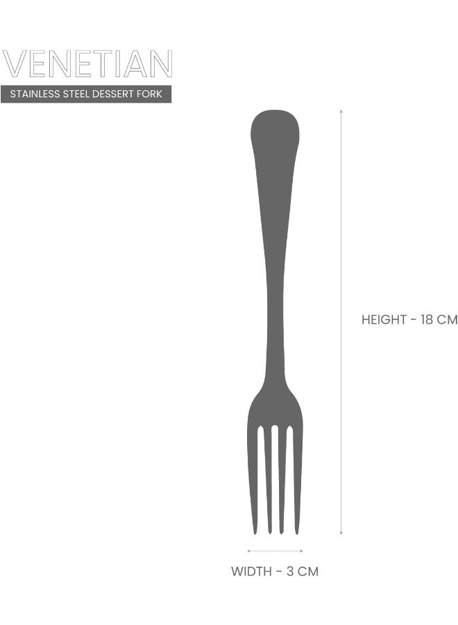 RAJ RK Stainless Steel Dessert Fork 3Pc Pack - Venetian, RK0101, Sweet Fork, Pastry Fork, Dessert Utensil - Image 4