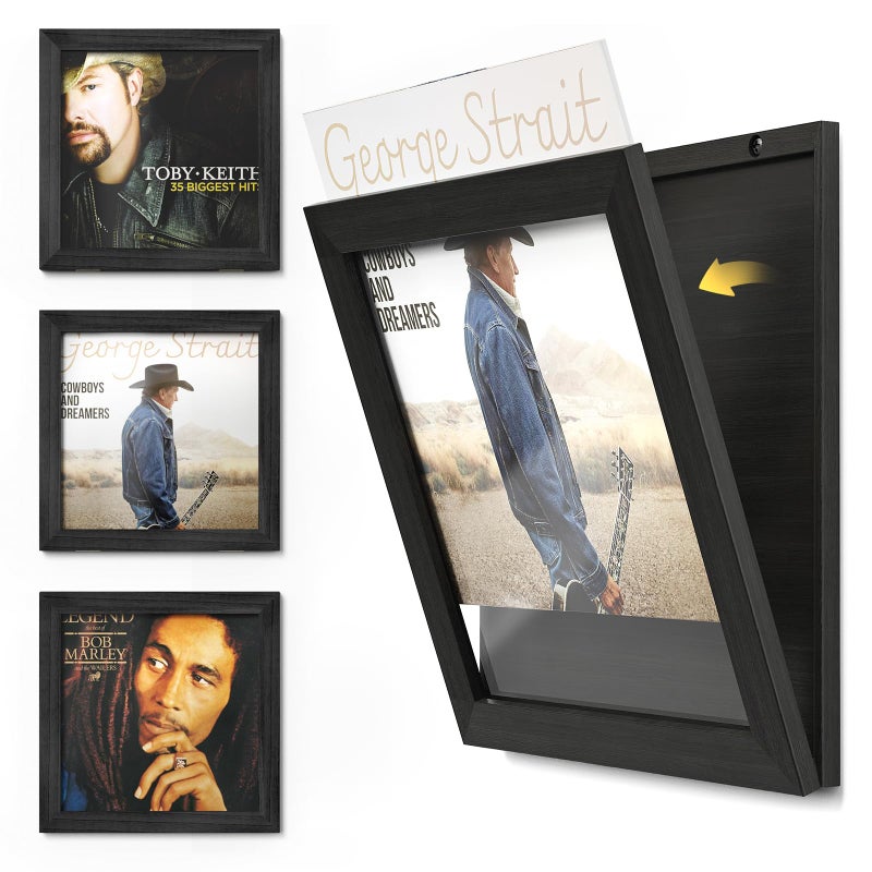Emfogo Vinyl Record Frame 3Pack Album Frames for Vinyl Records Display Record Frame for 12x12 Inch LP Cover Display 3 PackBlack