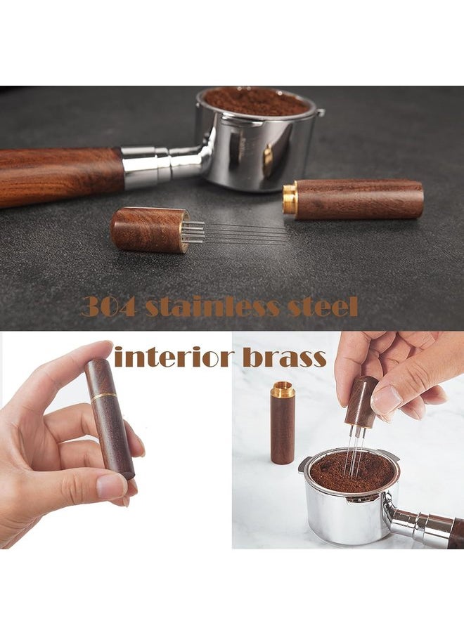 Oasisgalore - 6-Needle Coffee Distributor with Walnut Handle, Barista Tool for Espresso Machine (Replaceable Needles) - Image 1