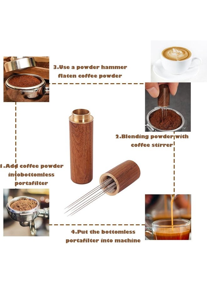 Oasisgalore - 6-Needle Coffee Distributor with Walnut Handle, Barista Tool for Espresso Machine (Replaceable Needles) - Image 1