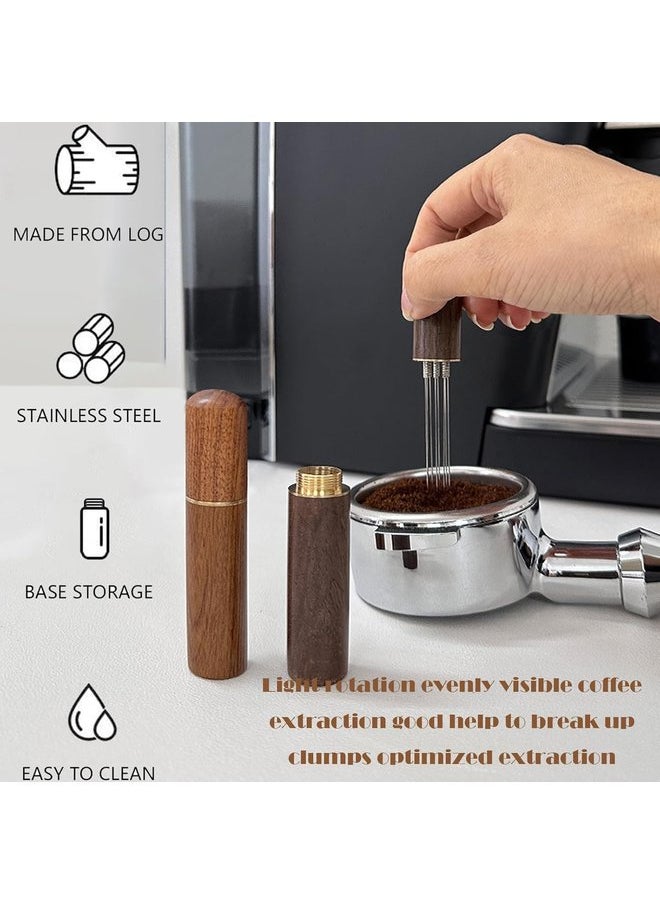 Oasisgalore - 6-Needle Coffee Distributor with Walnut Handle, Barista Tool for Espresso Machine (Replaceable Needles) - Image 1