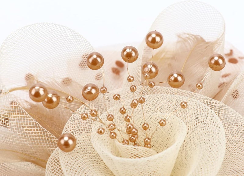 DRESHOW Fascinators Hat Flower Mesh Ribbons Feathers on a Headband and a Clip Tea Party Headwear for Girls and Women - Image 4