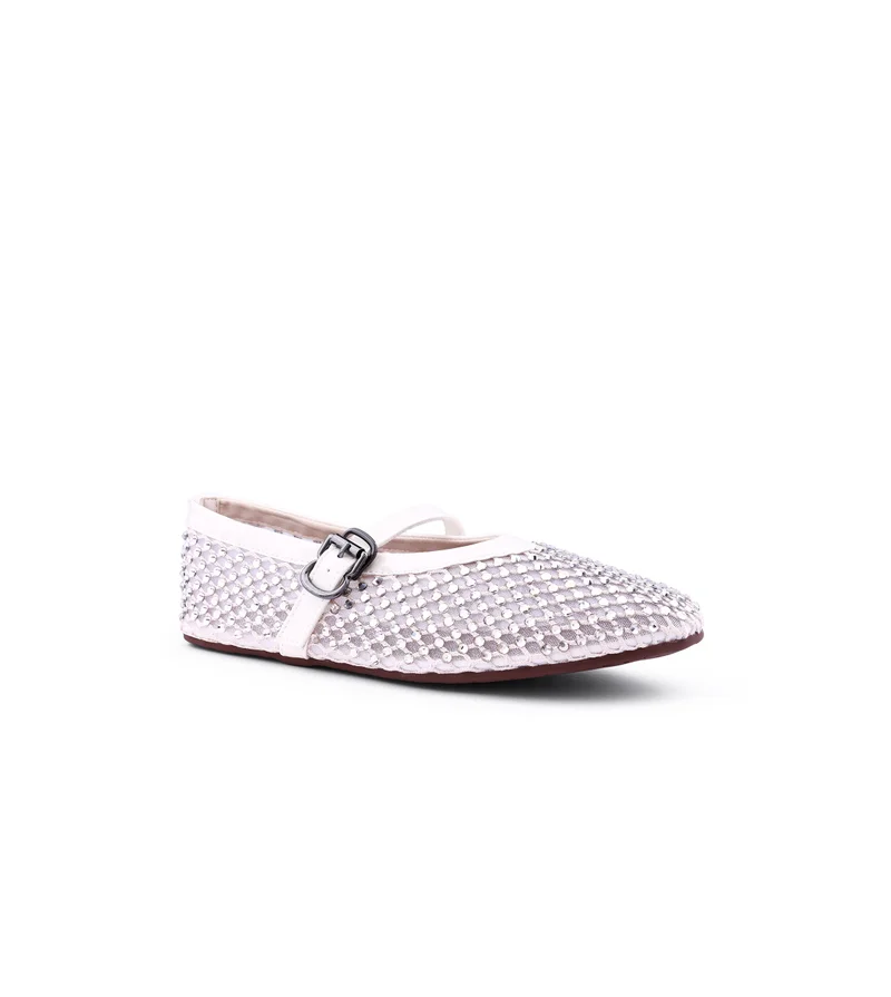 Cuple Womens open weave mesh pattered ballerinas