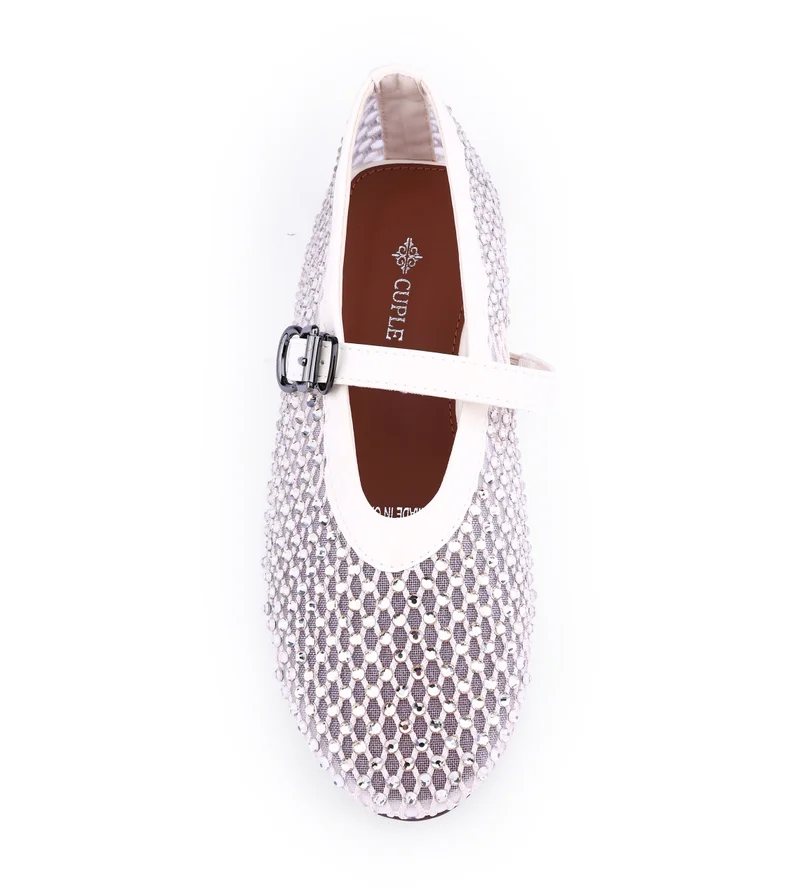 كابلي Womens open weave mesh pattered ballerinas