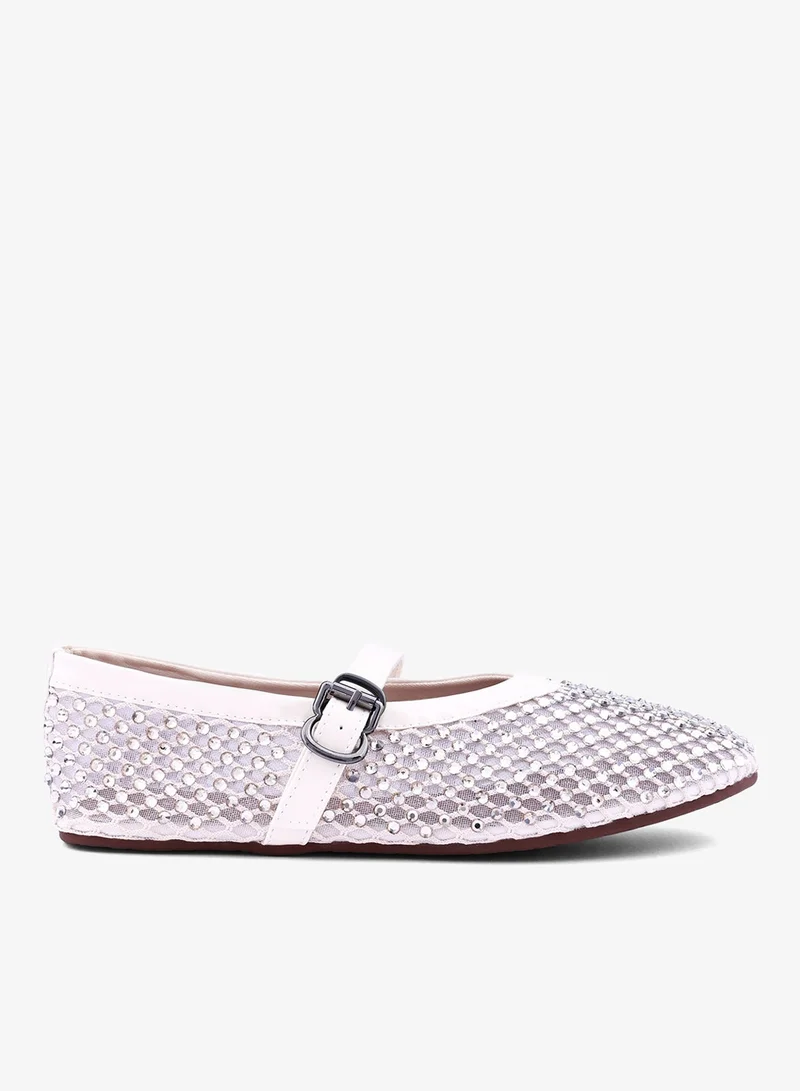 Cuple Womens open weave mesh pattered ballerinas