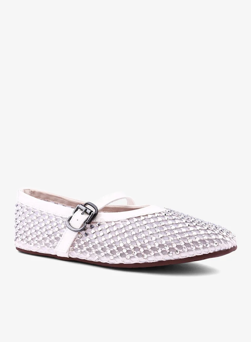 Cuple Womens open weave mesh pattered ballerinas