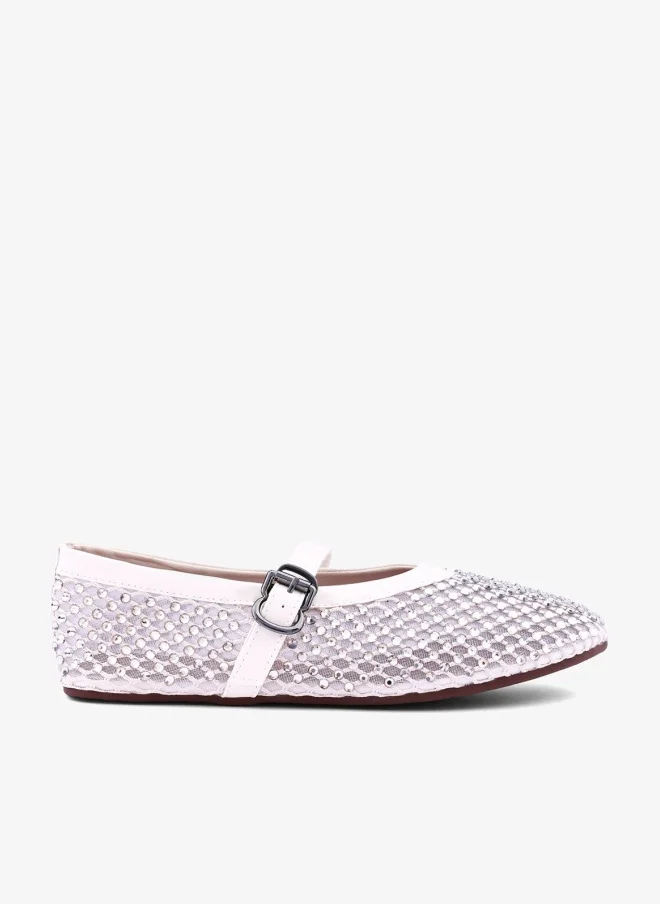Cuple Womens open weave mesh pattered ballerinas