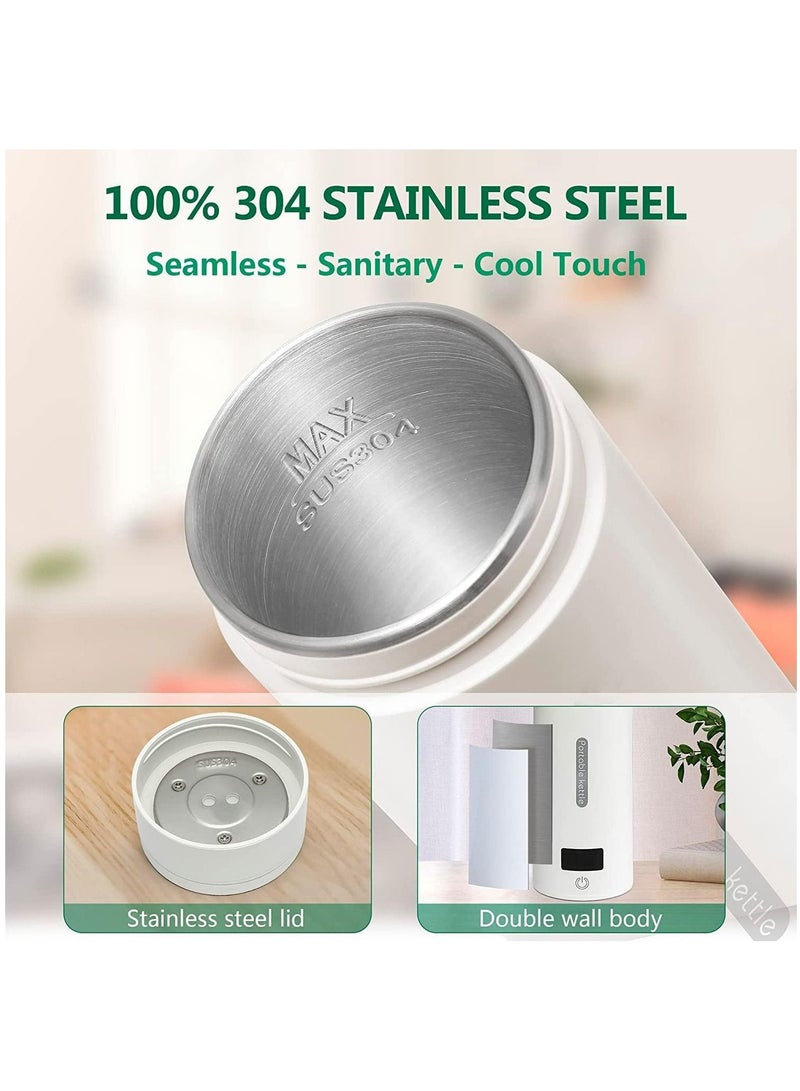 Arabest غلاية شاي كهربائية صغيرة للسفر سعة 500 مل، غلاية قهوة صغيرة محمولة للسفر، مع 4 إعدادات مسبقة متغيرة، غلاية مياه ساخنة شخصية 304 من الفولاذ المقاوم للصدأ مع إيقاف تلقائي وحماية من الغليان الجاف - Image 5