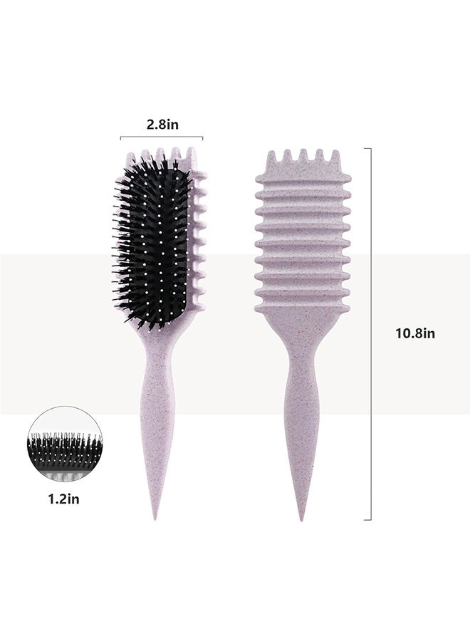 JS Curly Hair Brush Styling - Bounce Curl Defining Hair Brush - Detangler Brush with Comb, Nylon Faux Boar Bristles for Smoothing, Detangling, Scalp Massage & Relaxation - Unisex Hair Styling Tool (Lavender) - Image 3