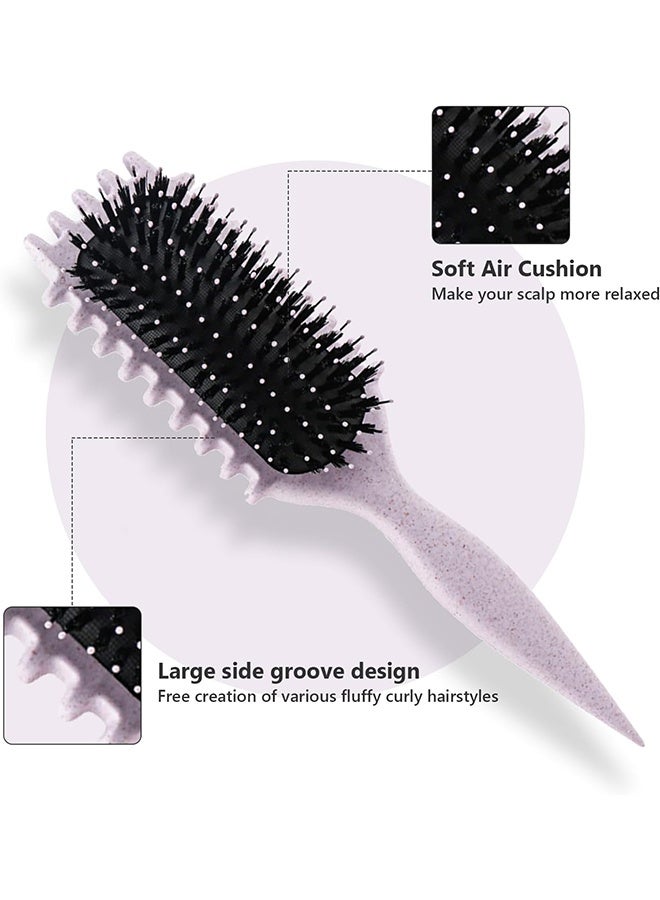 JS Curly Hair Brush Styling - Bounce Curl Defining Hair Brush - Detangler Brush with Comb, Nylon Faux Boar Bristles for Smoothing, Detangling, Scalp Massage & Relaxation - Unisex Hair Styling Tool (Lavender) - Image 4