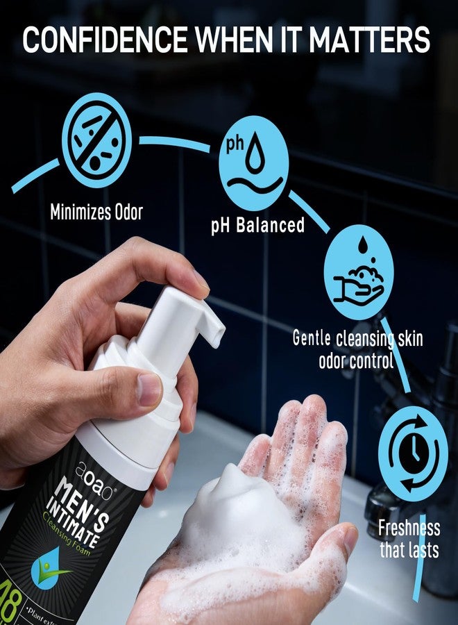 AOAO Men's Intimate Wash Cleansing Foam for Odor & Itch Control, pH Balance Body Wash For Men, Herbal Infused, Gentle Cleanser For Ball Sensitive Skin, Soothes Refreshes & Controls Bad Odor, 5 FlOz - Image 2