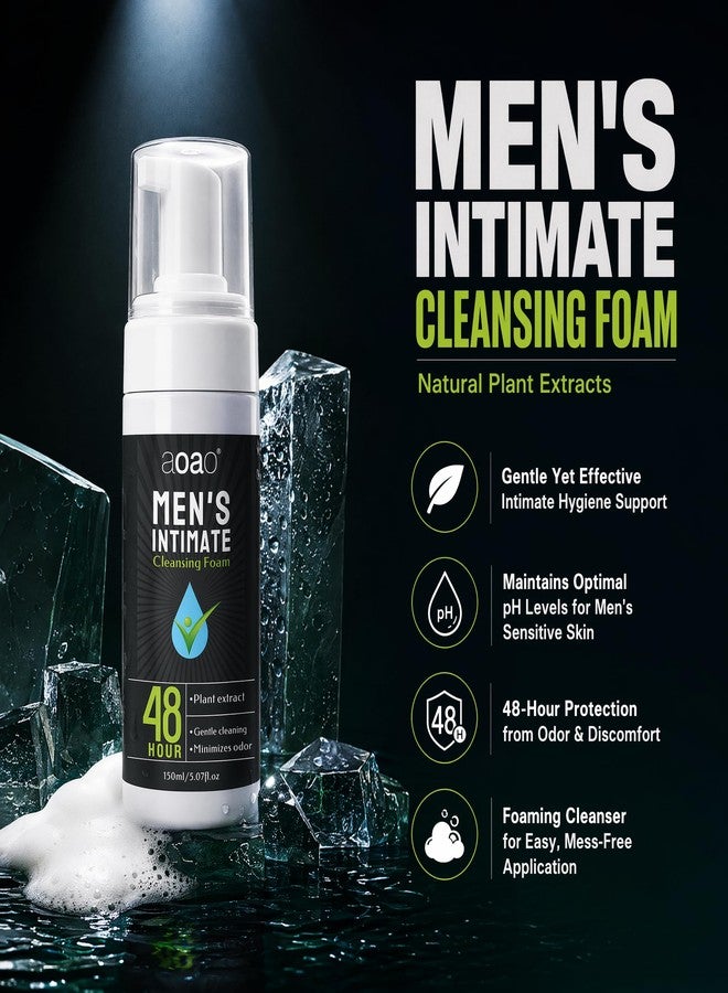 AOAO Men's Intimate Wash Cleansing Foam for Odor & Itch Control, pH Balance Body Wash For Men, Herbal Infused, Gentle Cleanser For Ball Sensitive Skin, Soothes Refreshes & Controls Bad Odor, 5 FlOz - Image 3
