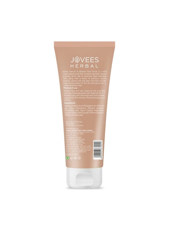 Jovees Herbal Apricot & Almond Face Scrub With Almond, Apricot & Wheatgerm Oil | For Normal To Dry Skin | Gently Removes Dead Skin Cells | Reduces Pigmentation (100Gm) - Image 2