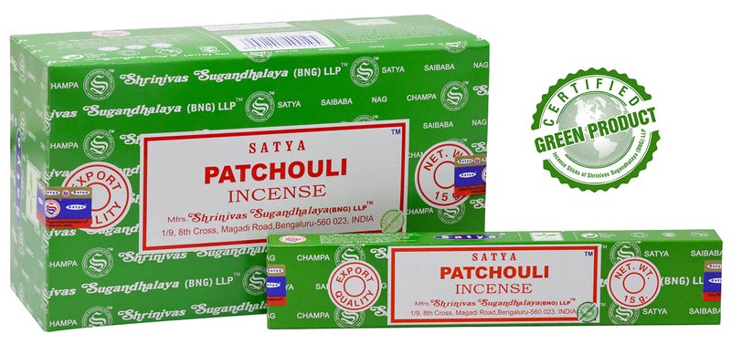 EARTH Satya Patchouli Incense Sticks 15 GMS (Pack of 12) (Green Certified) Indian Perfumed Hand Rolled Agarbatti Perfect for Worship Relaxation  Medication. - Image 3