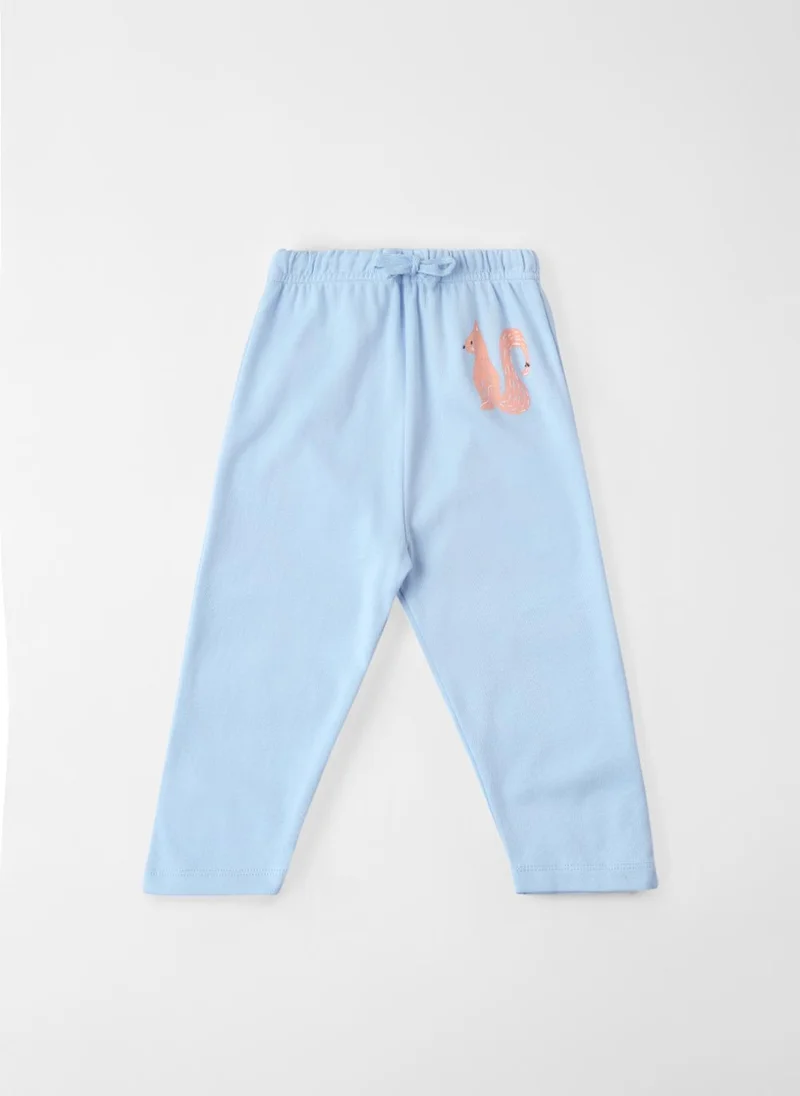 Nautinati Nautinati Cotton Solid and Forest AOP Pack of 2 Pants Set for Baby Girls
