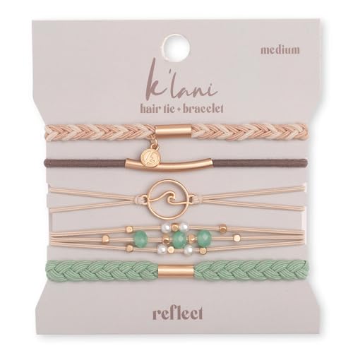 K'lani Klani Reflect Hair Tie Bracelets for Women Boho Hair Ties Elastic Bracelet Accessories for Hairs Wrist Gift for Birthdays Mothers Day Graduation 5 Pack Large - Image 1