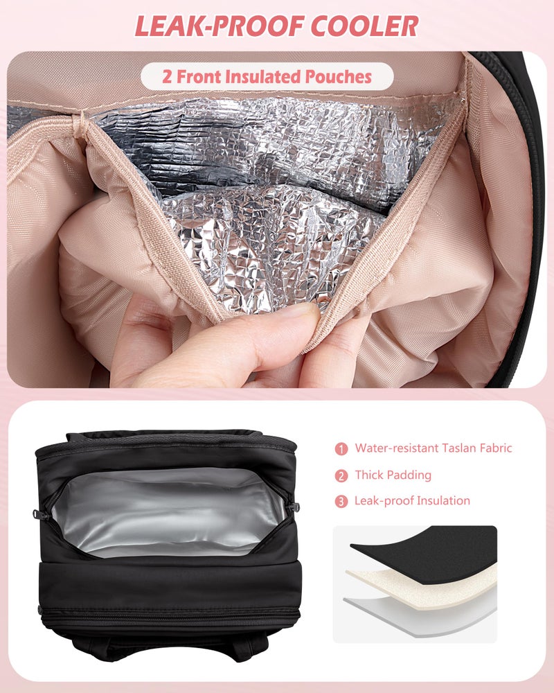 Marscamd Quilted Wearable Breast Pump Bag with Cooler Compartment, Wearable Pump Case Compatible with Momcozy and Most Brand Hands-Free Breast Pumps, Black - Image 4