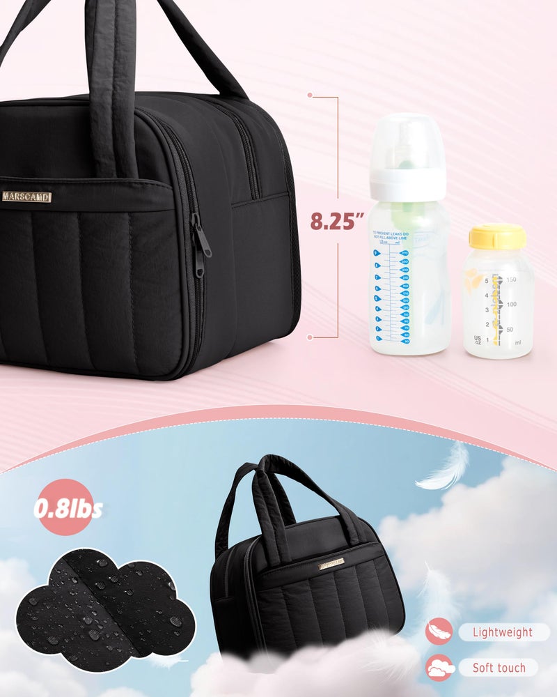 Marscamd Quilted Wearable Breast Pump Bag with Cooler Compartment, Wearable Pump Case Compatible with Momcozy and Most Brand Hands-Free Breast Pumps, Black - Image 2