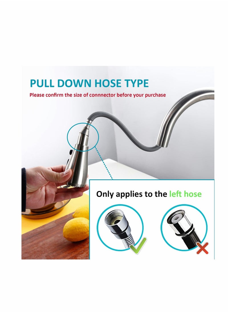Excefore Kitchen Faucet Spray Head, Pull Out Spray Head Replacement Part, 3 Modes Water Saving Splash-Proof Kitchen Tap Shower Head for Kitchen Mixer Tap Universal G 1/2 (Brushed Nickel)  - Image 2