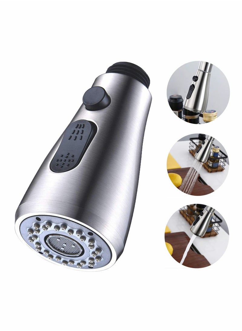 Excefore Kitchen Faucet Spray Head, Pull Out Spray Head Replacement Part, 3 Modes Water Saving Splash-Proof Kitchen Tap Shower Head for Kitchen Mixer Tap Universal G 1/2 (Brushed Nickel)  - Image 1