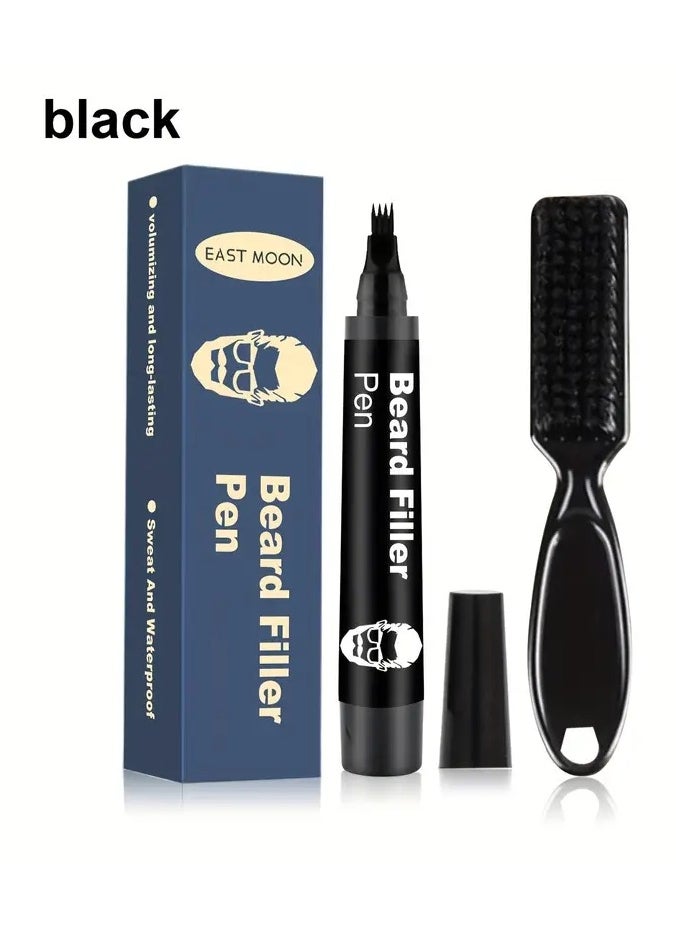 ORiTi Men Beard Filling Pen Kit, Beard Pencil Filler With Hair Brush Long Lasting Waterproof Beard Pen  - Image 1