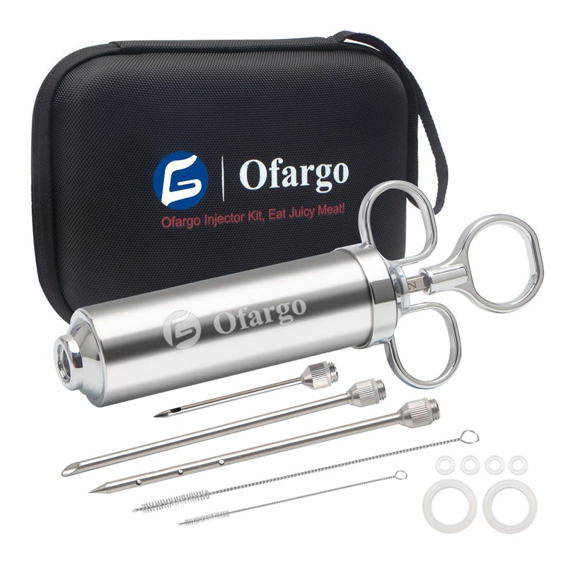 Ofargo Meat Injector Meat Injectors for Smoking with 3 Marinade Injector Needles Injector Marinades for Meats Turkey Brisket 2oz