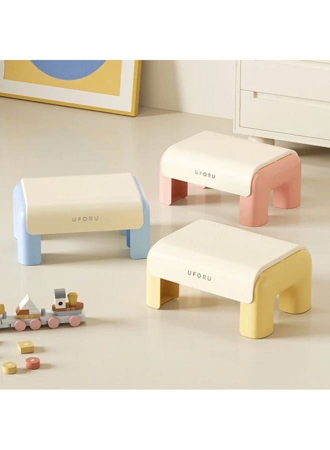 Cream White Train Design Step Stool Non Slip Plastic Storage Ottoman 27 Inch - Image 2