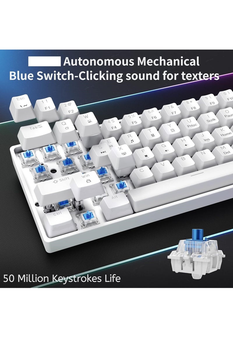 AK61 60% Gaming Keyboard – Hot Swap Blue Switch Mechanical – RGB Luminous – Type-C (detachable) Wired Keyboard – 61 English Layout Key | White - Image 2
