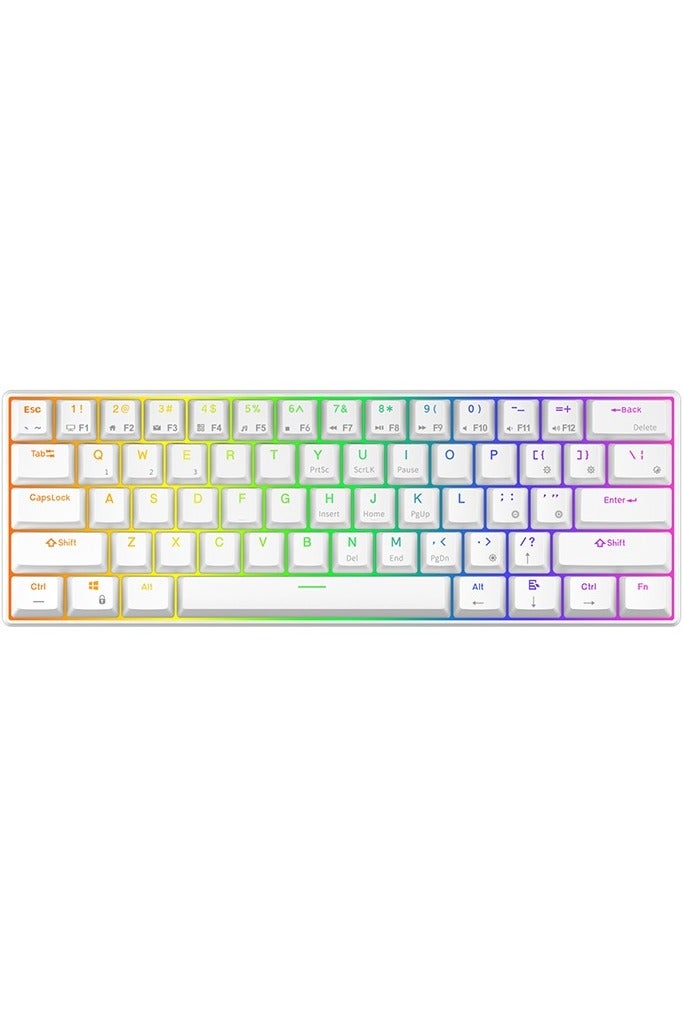 AK61 60% Gaming Keyboard – Hot Swap Blue Switch Mechanical – RGB Luminous – Type-C (detachable) Wired Keyboard – 61 English Layout Key | White - Image 1