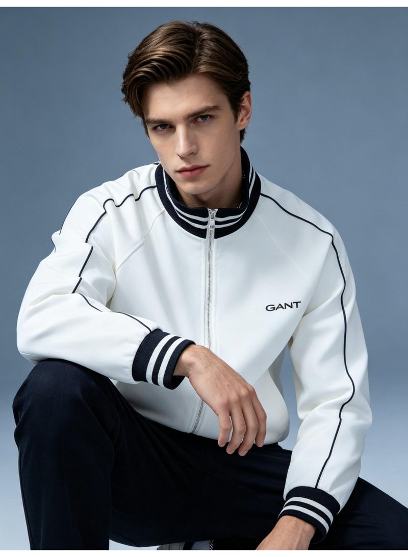 GANT Men's Stand Collar Zip Up Track Jacket White - Image 3