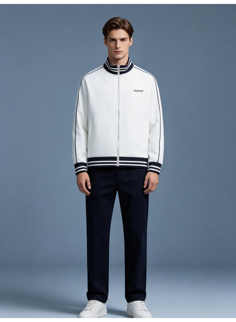 GANT Men's Stand Collar Zip Up Track Jacket White - Image 5