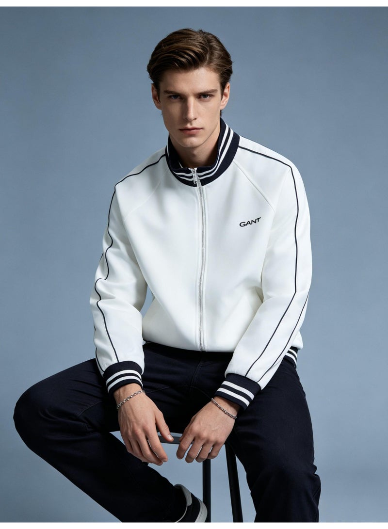 GANT Men's Stand Collar Zip Up Track Jacket White - Image 1