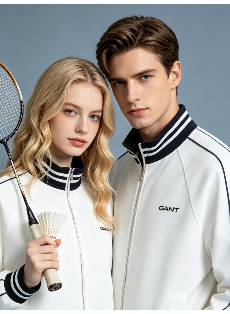 GANT Men's Stand Collar Zip Up Track Jacket White - Image 2