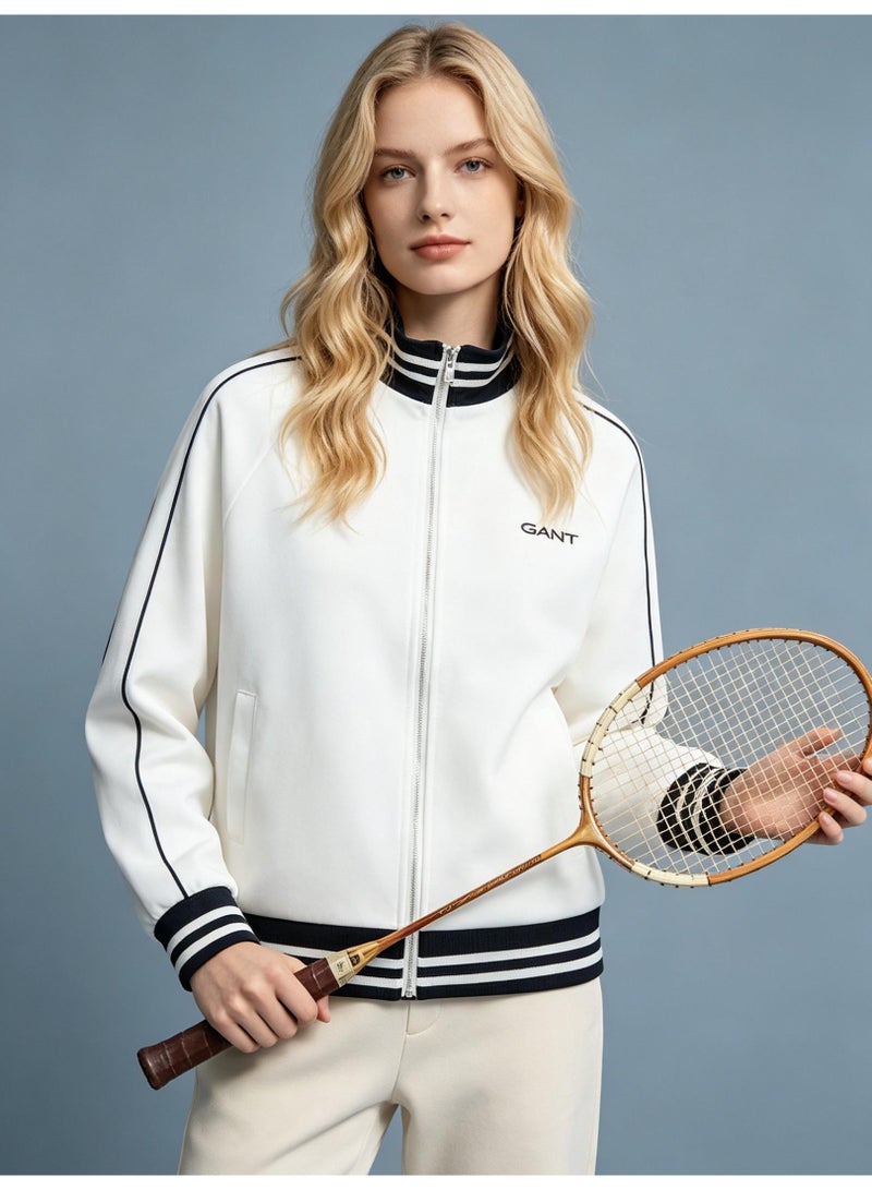 GANT Men's Stand Collar Zip Up Track Jacket White - Image 4