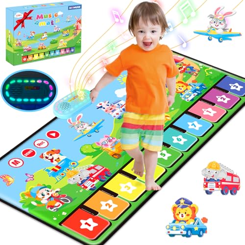 MOMUSE Piano Music Mat with 80 Sounds Large Animal Car Touch Blanket Playmat Carpet Musical Toddlers Toys 13 Floor Keyboard Dance Sensory Educational Mat Boys Girls Gifts for 1 2 3 4 5 Years Old - Image 1