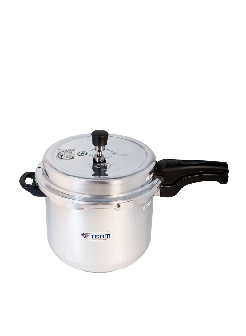 تيم TEAM Pressure Cooker 10 Liter – Heavy‑Duty Aluminium Cooker with Bakelite Handle, Anti‑Spill Lid, Whistle Valve, Fast Cooking – Gas & Electric Stove Compatible - Image 1