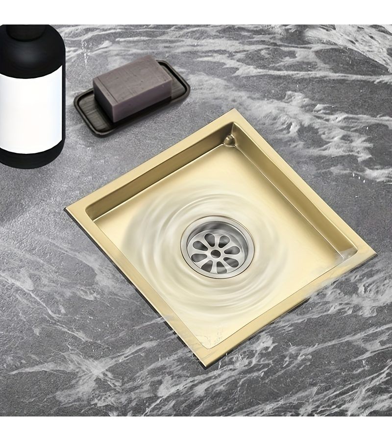 Golden Stainless Steel Square Shower Drain 11cm Detachable Odor Proof Modern Design - Image 4