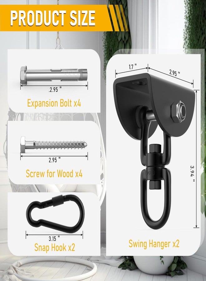 Eapele Hammock Hanging Kit, 1200 lb Capacity Heavy Duty Ceiling Hooks, 360° Swivel Swing Set Hanger for Hammock Chairs, Tree Swings, Yoga Swings, Heavy Bag Mount Supports Sandbag & Punching Bag - Image 5