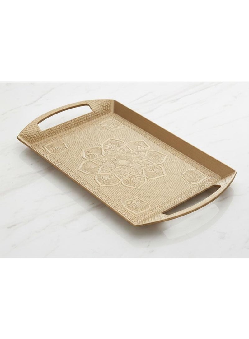 صينية تقديم بلاستيك ذهبي 32*19 سم - Image 1
