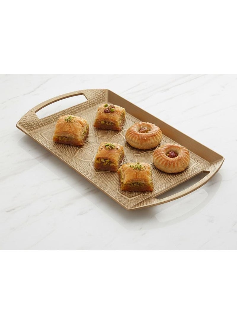 صينية تقديم بلاستيك ذهبي 32*19 سم - Image 4