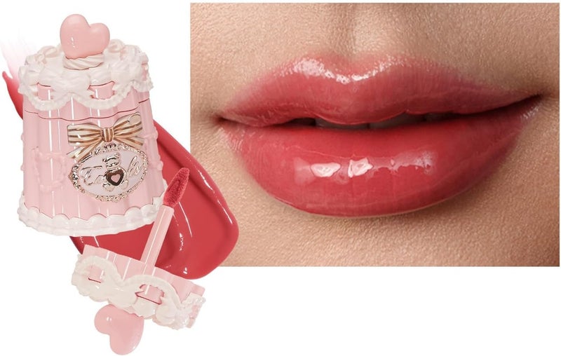 Flower Knows The Sweetie Bear Coating Lip Jelly, Soft Moisturizing Tinted Lip Gloss with Botanicals, Lightweight Non-Sticky Pink Lips Plumper, Cruelty-Free, 5g (JE06 Strawpop) - Image 1