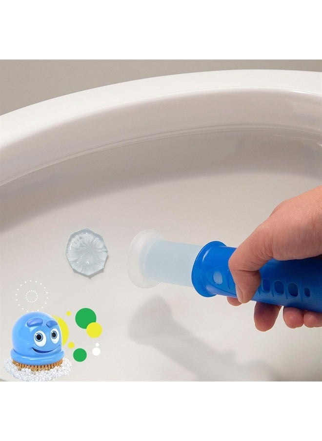 Scrubbing Bubbles - Toilet Gel Stamps, Fresh Gel Toilet Cleaning Stamps, Helps Keep Toilet Clean and Helps Prevent Limescale & Toilet Rings, Rainshower Scent, 1 Dispenser + 6 Stamps, 2 Pack - Image 1