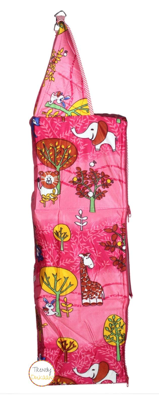 Unique Ideas Kids/Children Foldable 3 Shelf Hanging Wardrobe (Pink Satin) - Image 4