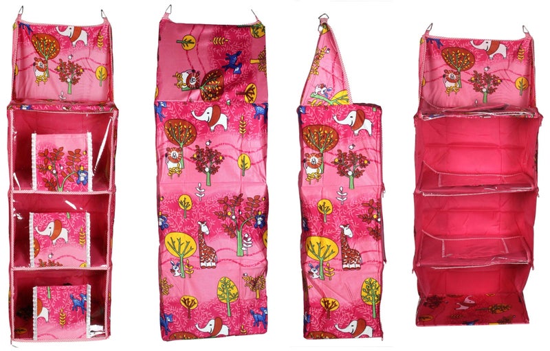 Unique Ideas Kids/Children Foldable 3 Shelf Hanging Wardrobe (Pink Satin) - Image 5