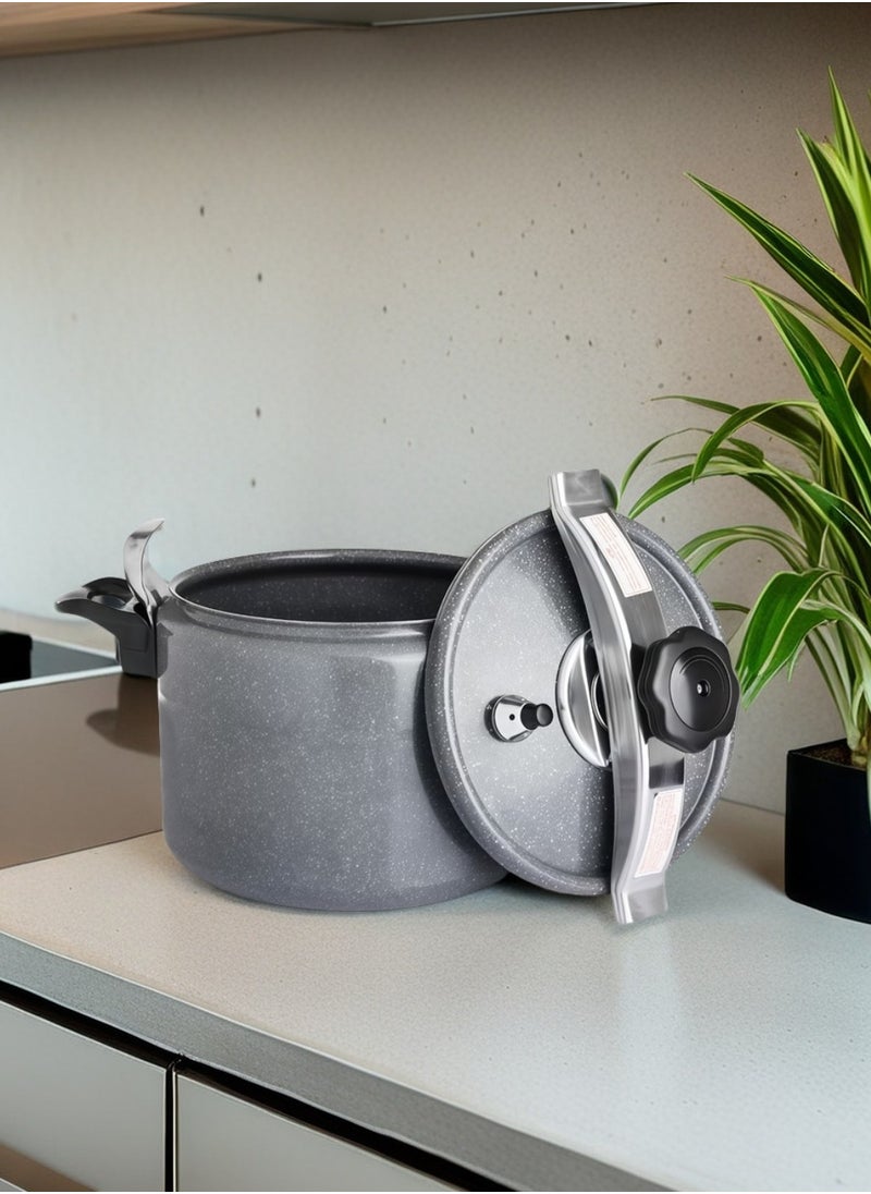 TORNADO 7LitersLiters 7L Large-Capacity Dark Grey Pressure Cooker | Reinforced Aluminum Alloy Construction, Non-Stick Coating Prevents Burning, Ideal for Large Gatherings – Efficient Cooking Solution! Dark Grey  - Image 3
